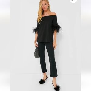 Tuckernuck Black Feather Miranda Off Shoulder Women's Top Size Small